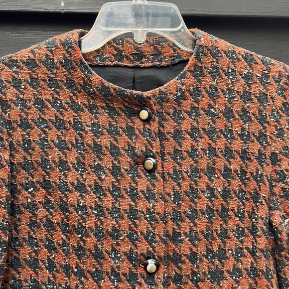 Vintage Handmade Silk Blend Houndstooth Jacket - Picture 2 of 9